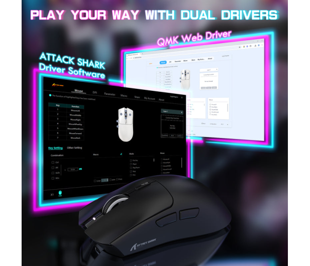 Attack Shark X1 Touchpad PAW3395PRO Omron czarna ze stacją ładującą 6972792470948 - 1349825 - zdjęcie 9